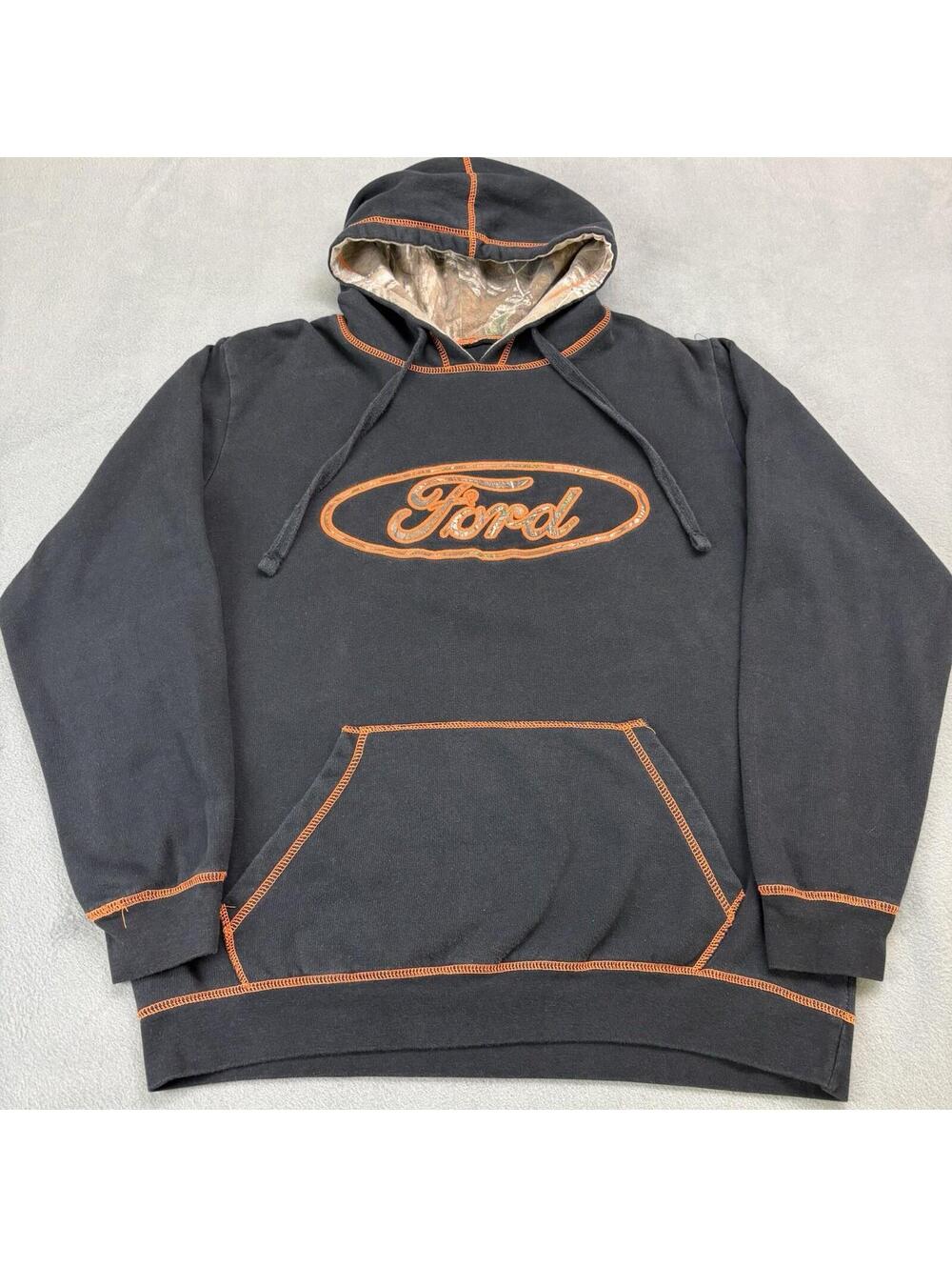 Legendary Ford Camo Deer Hoodie Size Medium Black Oversized Fit